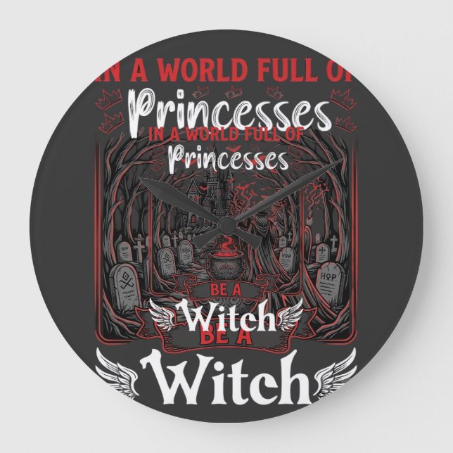 Prinsessor Var Häxa Halloween Slott Kittel Grav Stor Klocka (Framsida)