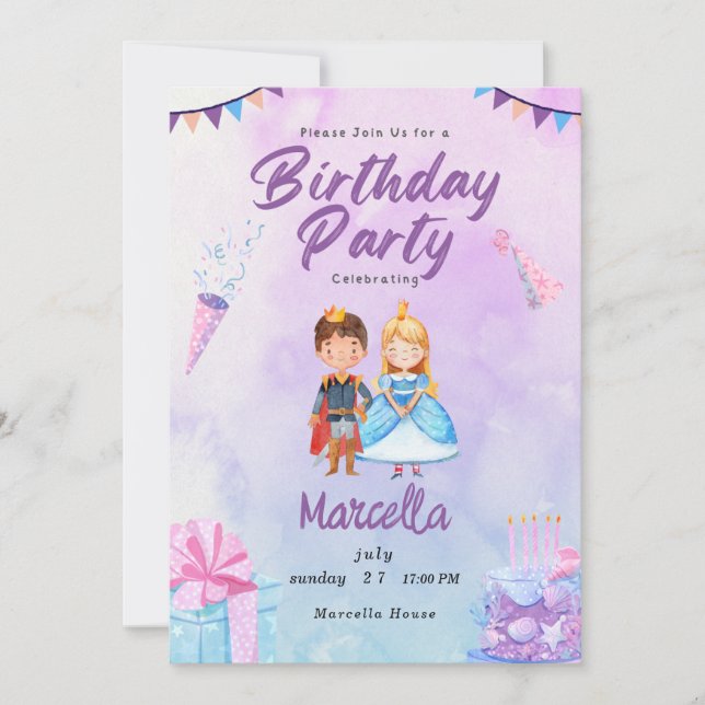 Prinsessparadis En färgrik firande av kunglig Inbjudningar (Framsida)