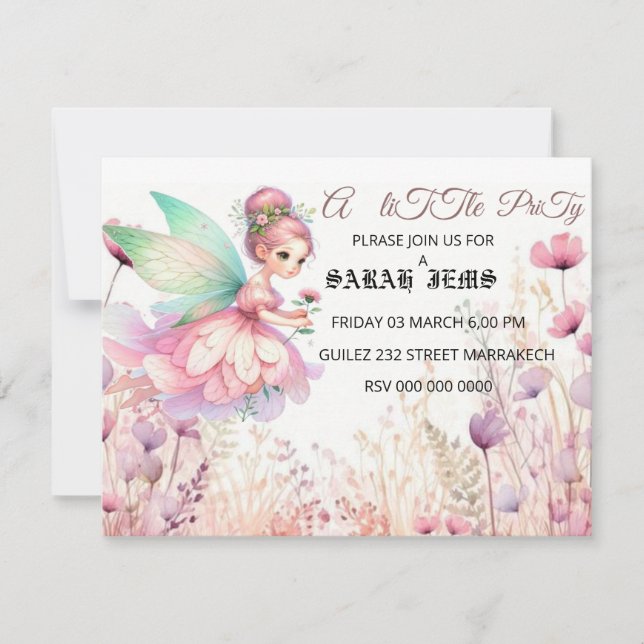 Prinsessparty direktnedladdning redigerbar inbjudningar (Framsida)