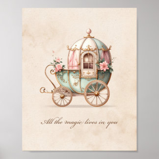 Prinsessvagn Barnkammar Konst Poster