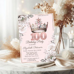 Prinskrona Blommig 100-årsfest Inbjudningar
