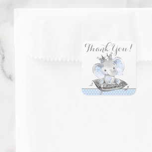 Prinspojke Elefant Baby Shower-dekaler Fyrkantigt Klistermärke