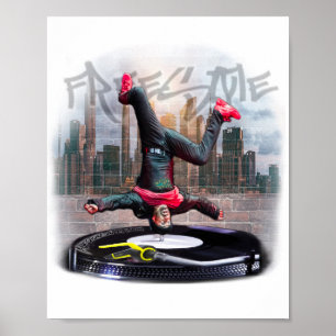 Print freestyle breakdancer poster