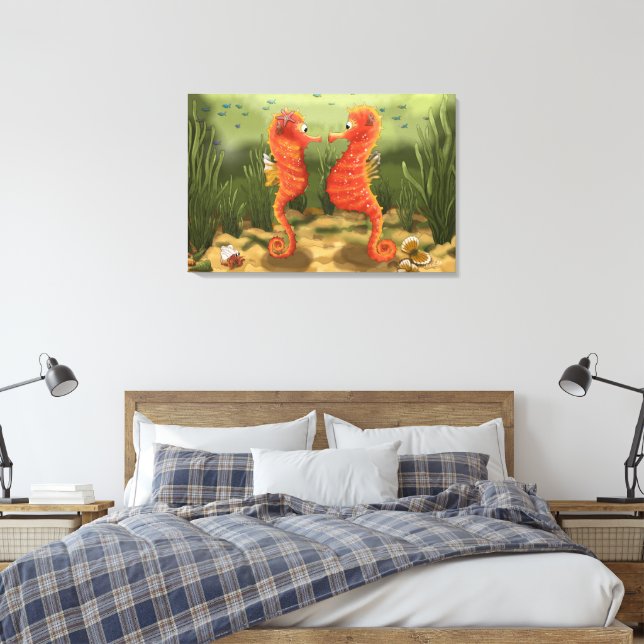 Print on canvas enchanted ocean world seahorses (Insitu (sovrum))