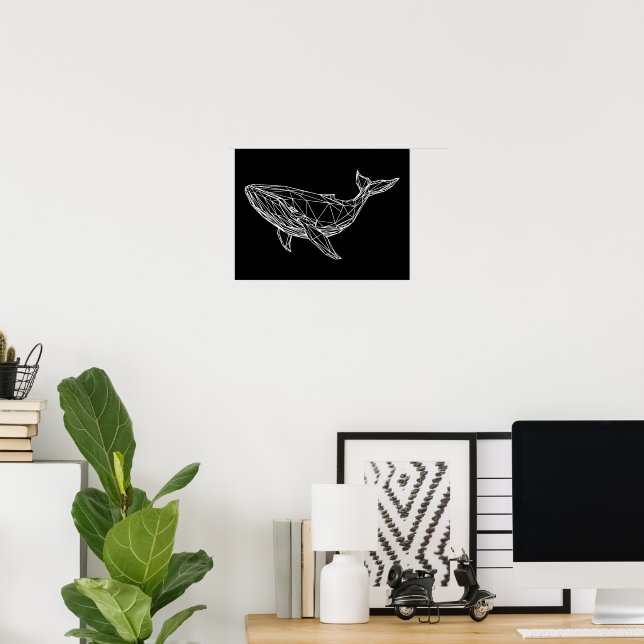 Print, Value Poster Paper Modern Geometric Whale (Hemmakontoret)