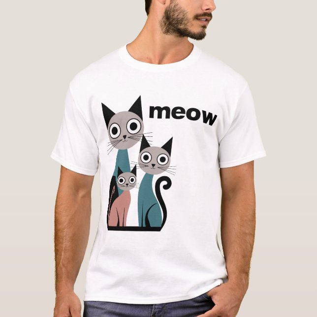 Print with cats, meow t shirt (Framsida)