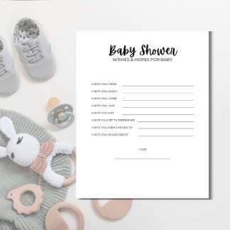 Printable Baby Shower Wishes & Hopes for Baby Game Brevhuvud
