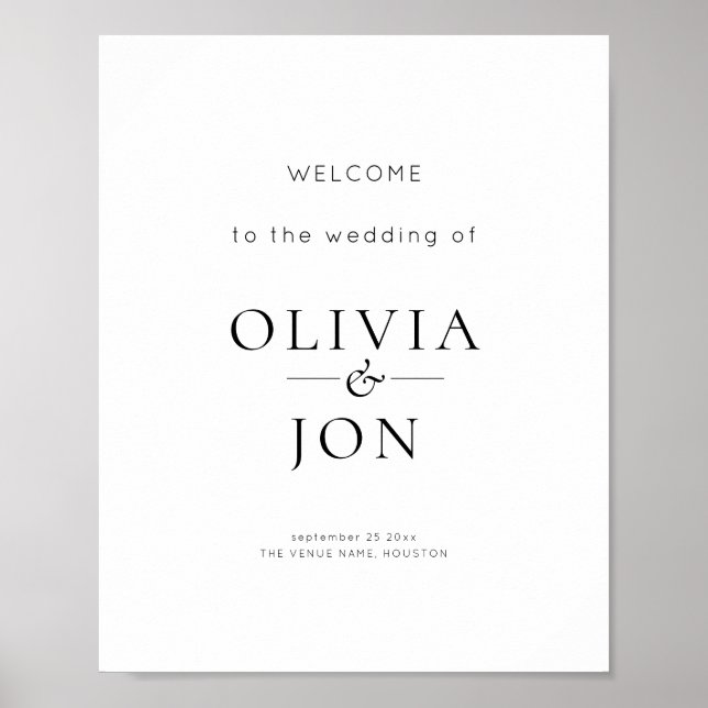 Printable Black and White Wedding Welcome Sign Poster (Framsidan)