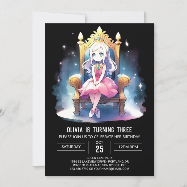 Printable Fantasy Princess Birthday Inbjudningar (Framsida)