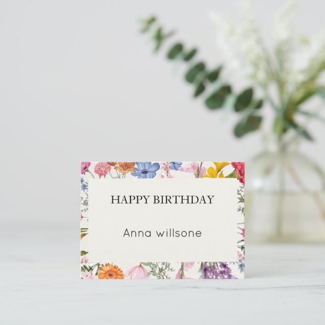 Printable Floral Birthday Card | Instant Download Tilläggskort (Stående Fram)