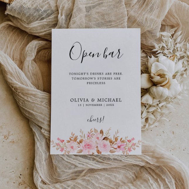 Printable Funny Open Pub Sign, Bröllop Ro Inbjudningar (Printable Funny Open Bar Sign, Wedding Rose Invitation)