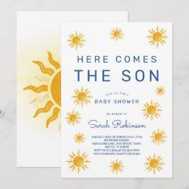 Printable Here Comes The Son Baby Shower Inbjudningar