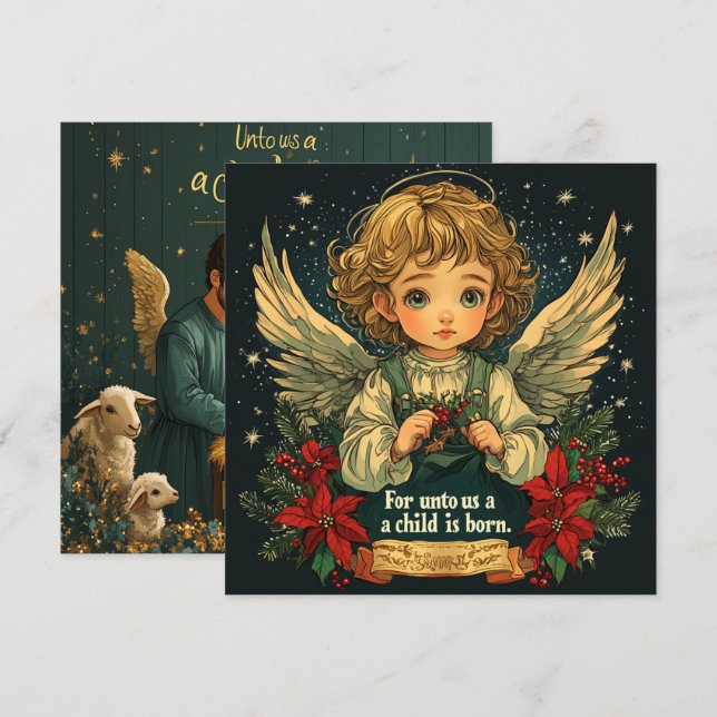 Printable jul Kristus Child Bible Verse Papper Inbjudningar (Fram/baksida)