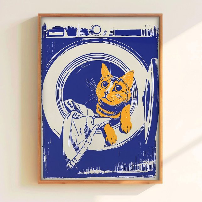 Printable Laundry Wall Art Funny Poster Cat in Was (Skapare uppladdad)