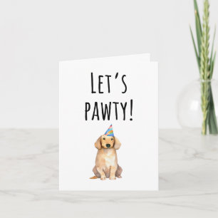Printable Let's Pawty Grattis på födelsedagen Birt Kort