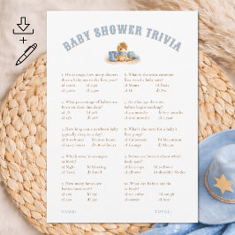 Printable Little Cowboy Baby Shower Trivia Card Inbjudningar