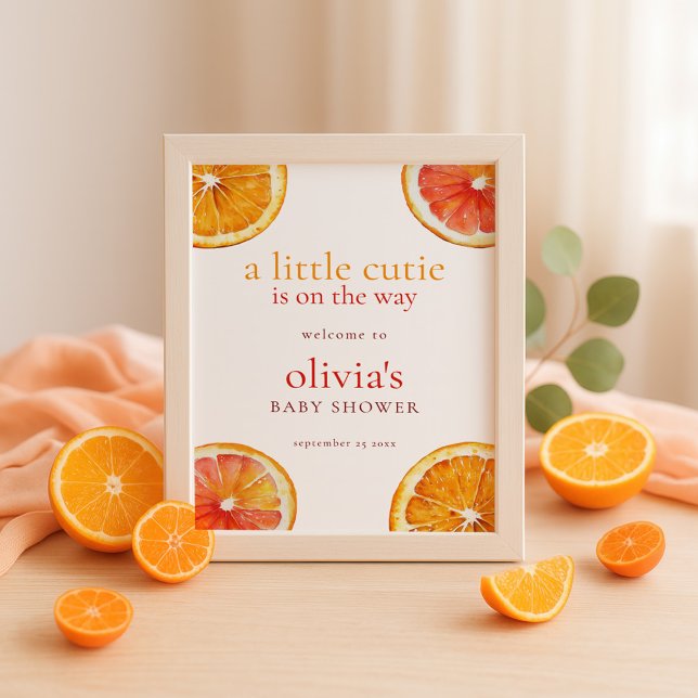 Printable Little Cutie Orange Welcome Baby Shower  Poster (Skapare uppladdad)