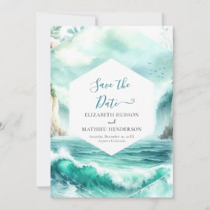 Printable Nature Nautical Bröllop Spara Datumet