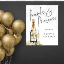 Printable Pearls Prosecco Välkommen till Hen Party