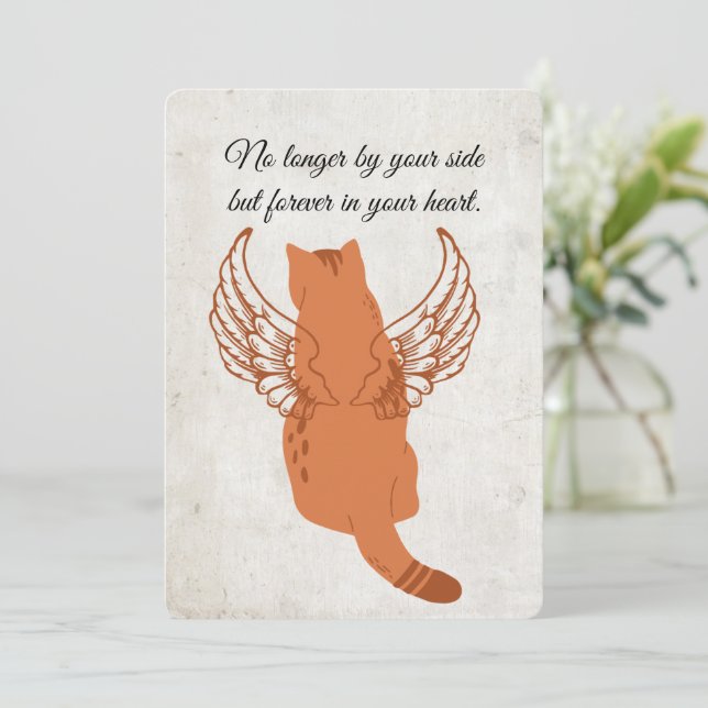 Printable Pet CondolCard with Cat with Vingar Inbjudningar (Stående Fram)