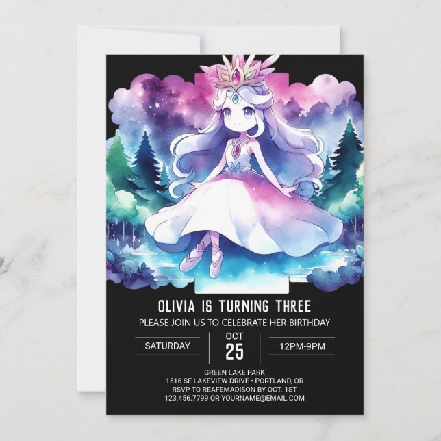 Printable Princess Birthday Inbjudningar (Framsida)