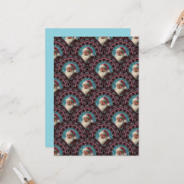 Printable Retro Santa Pinkmas Mandala Art Deco Inbjudningar