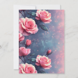Printable Rose Galaxy Background – Digital Card  Julkort