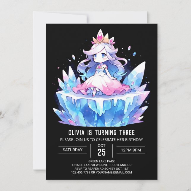 Printable Royal Princess Birthday Inbjudningar (Framsida)