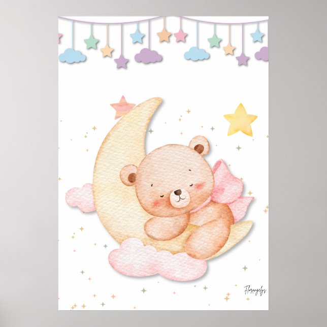Printable Sleeping Teddy Bear Wall Art  Poster (Framsidan)