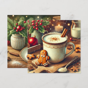 Printable Vintage jul Gingerbröd Hett Mjölk Inbjudningar
