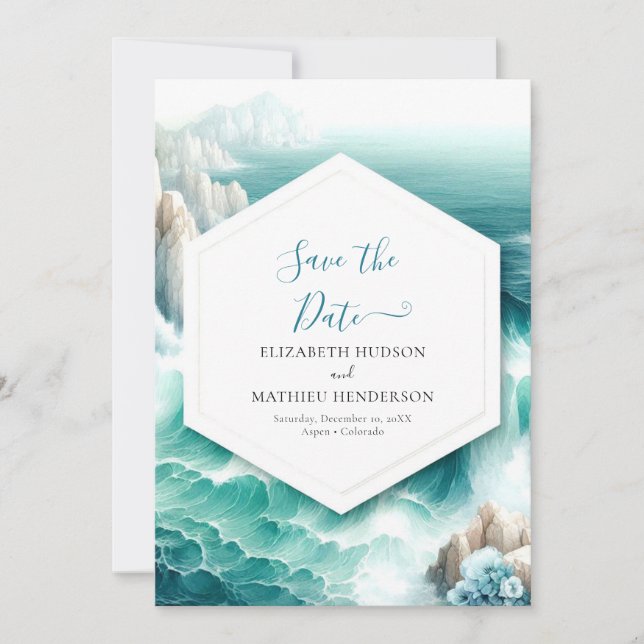 Printable Whimsical Nautical Bröllop Spara Datumet (Framsida)