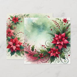 Printable Whimsical Poinsettia jul Garland Inbjudningar
