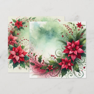 Printable Whimsical Poinsettia jul Garland Inbjudningar