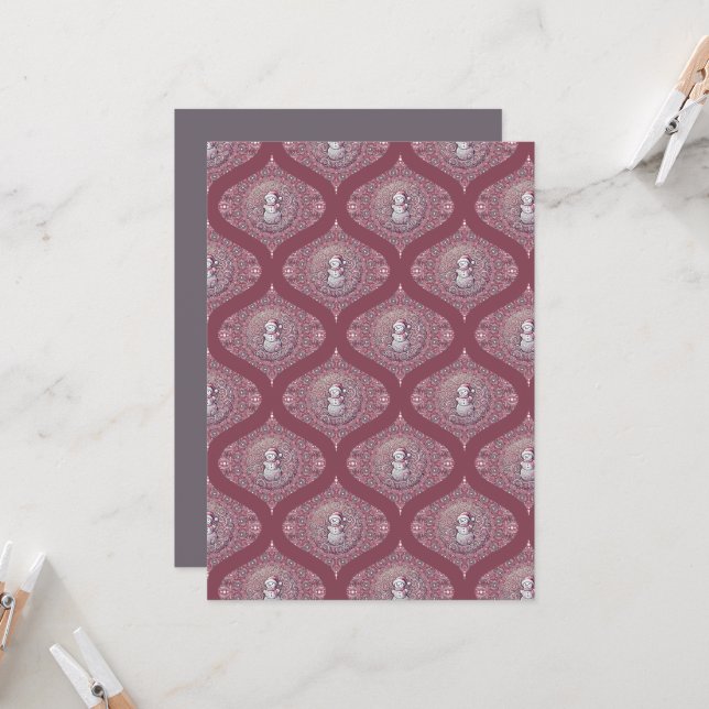Printable Whimsical Rosa Snögubbe Mandala Ogee Inbjudningar (Fram/Back In Situ)