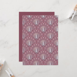 Printable Whimsical Rosa Snögubbe Mandala Scallop Inbjudningar