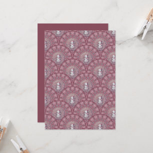 Printable Whimsical Rosa Snögubbe Mandala Scallop Inbjudningar