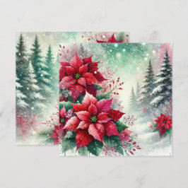 Printable Whimsical Winter Wonderland Poinsettia Inbjudningar