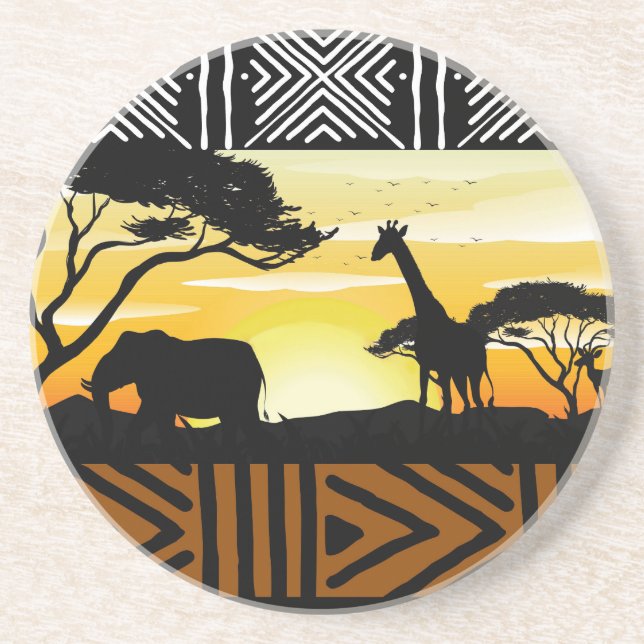 Printed African Safari Scene Coaster Underlägg (Framsidan)