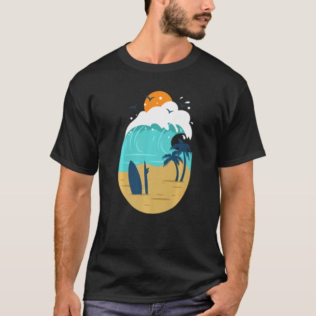 Printed Beach Illustration For Summer Vacay Or Vac T Shirt (Framsida)