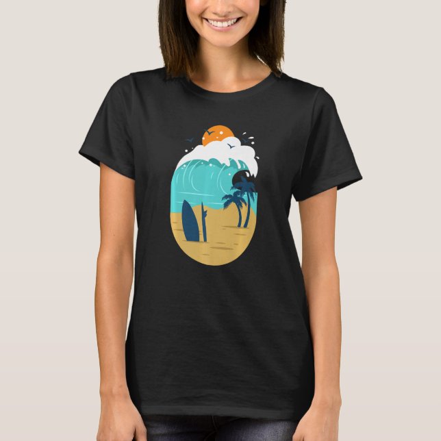 Printed Beach Illustration For Summer Vacay Or Vac T Shirt (Framsida)