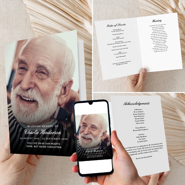 Printed/Downloadable Photo Folded Funeral Program (Skapare uppladdad)