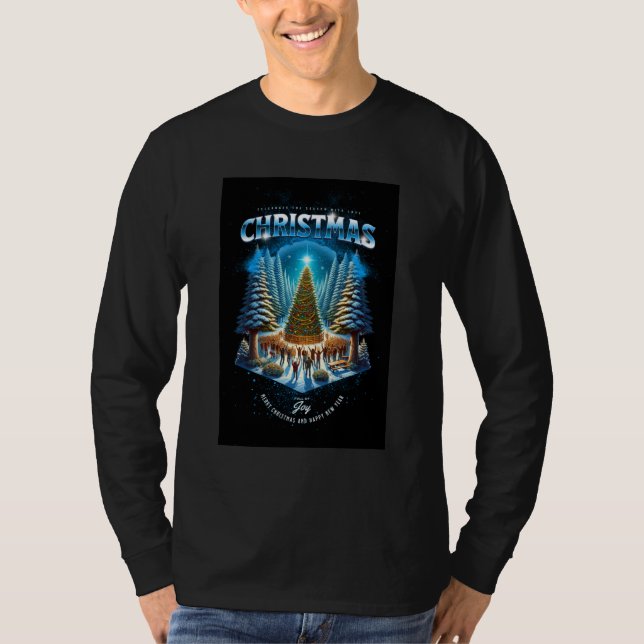 printed men's Christmas special black t-shirt|  T Shirt (Framsida)