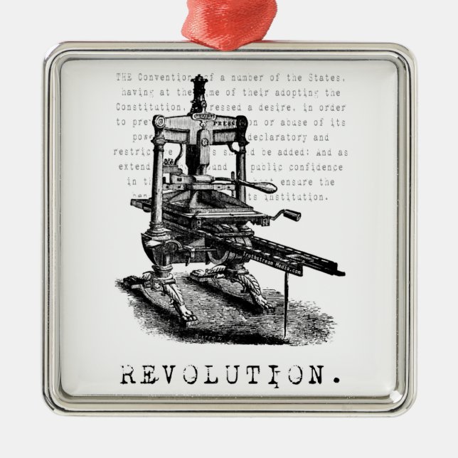 Printingpress = REVOLUTION! Julgransprydnad Metall (Framsidan)