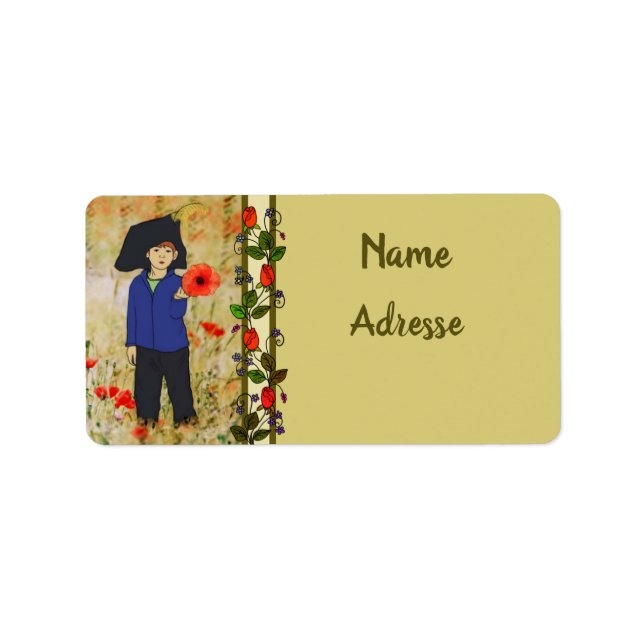 Prinz im Mohn Adressetikett (Framsidan)