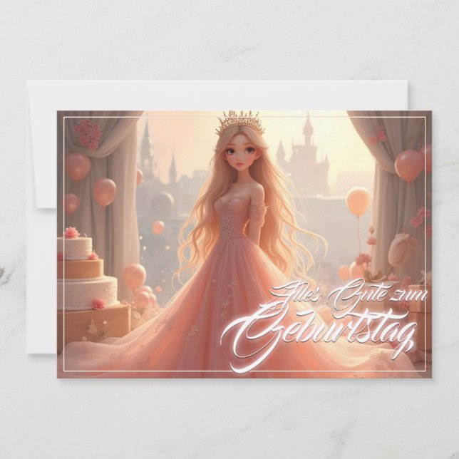 Prinzessin Geburtstagskarte in Rosa (Framsida)