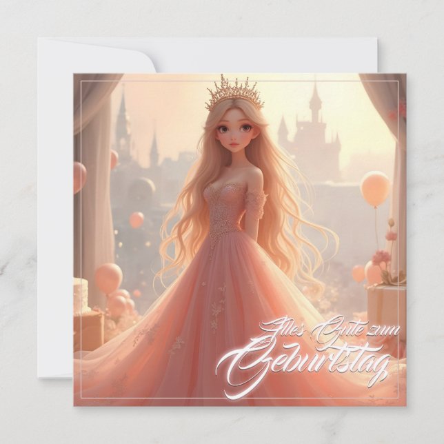 Prinzessin Geburtstagskarte in Rosa (Framsida)