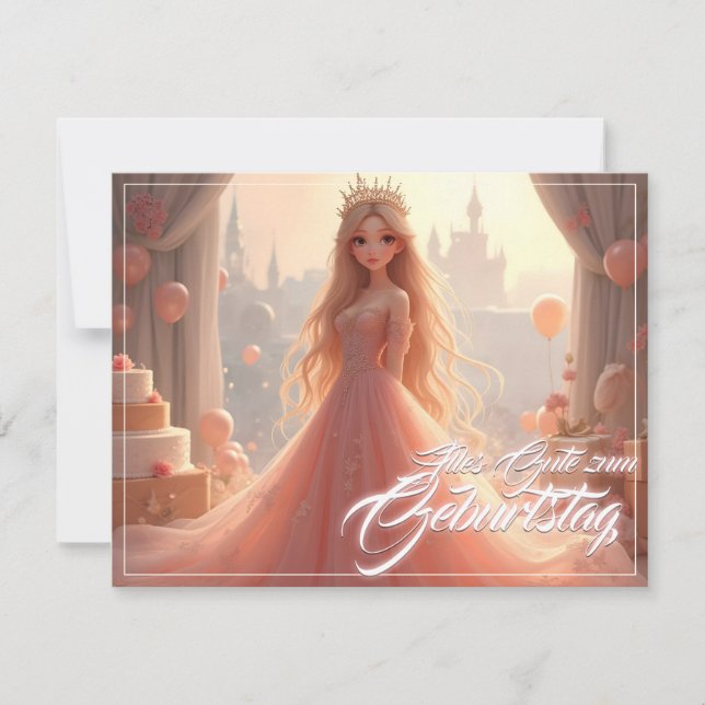Prinzessin Geburtstagskarte in Rosa (Framsida)
