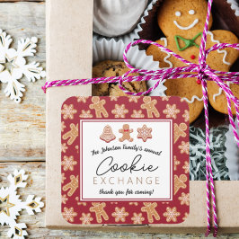 Prioriterad etikettstreck - jul - cookie Exchange Fyrkantigt Klistermärke