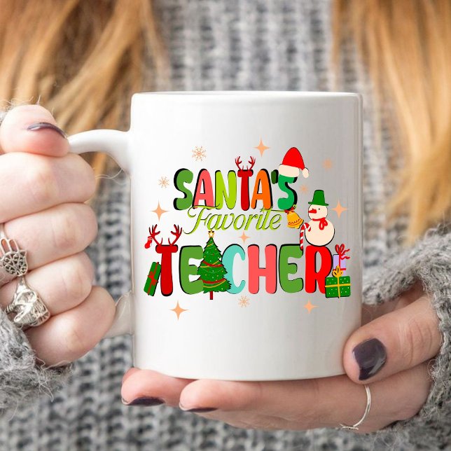 Prioriterad lärare.personligens lärargåva kaffemugg (Christian Christmas mug, Christmas mug, Christ mug, santas favorite teacher mug ,teacher gift, )