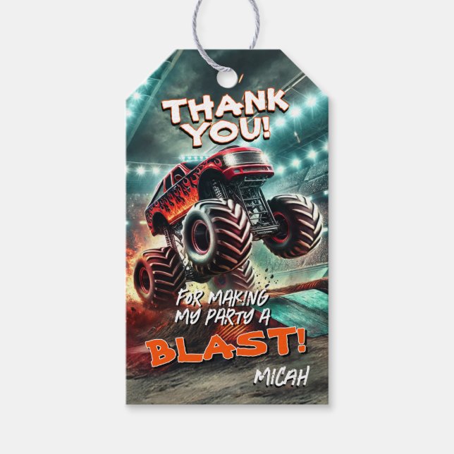 Prioriterad Märkre för Monster Lastbil Presentetikett (Framsidan)